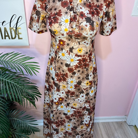 Vintage 1970’s Floral Maxi Dress Size L - Picture 3 of 16